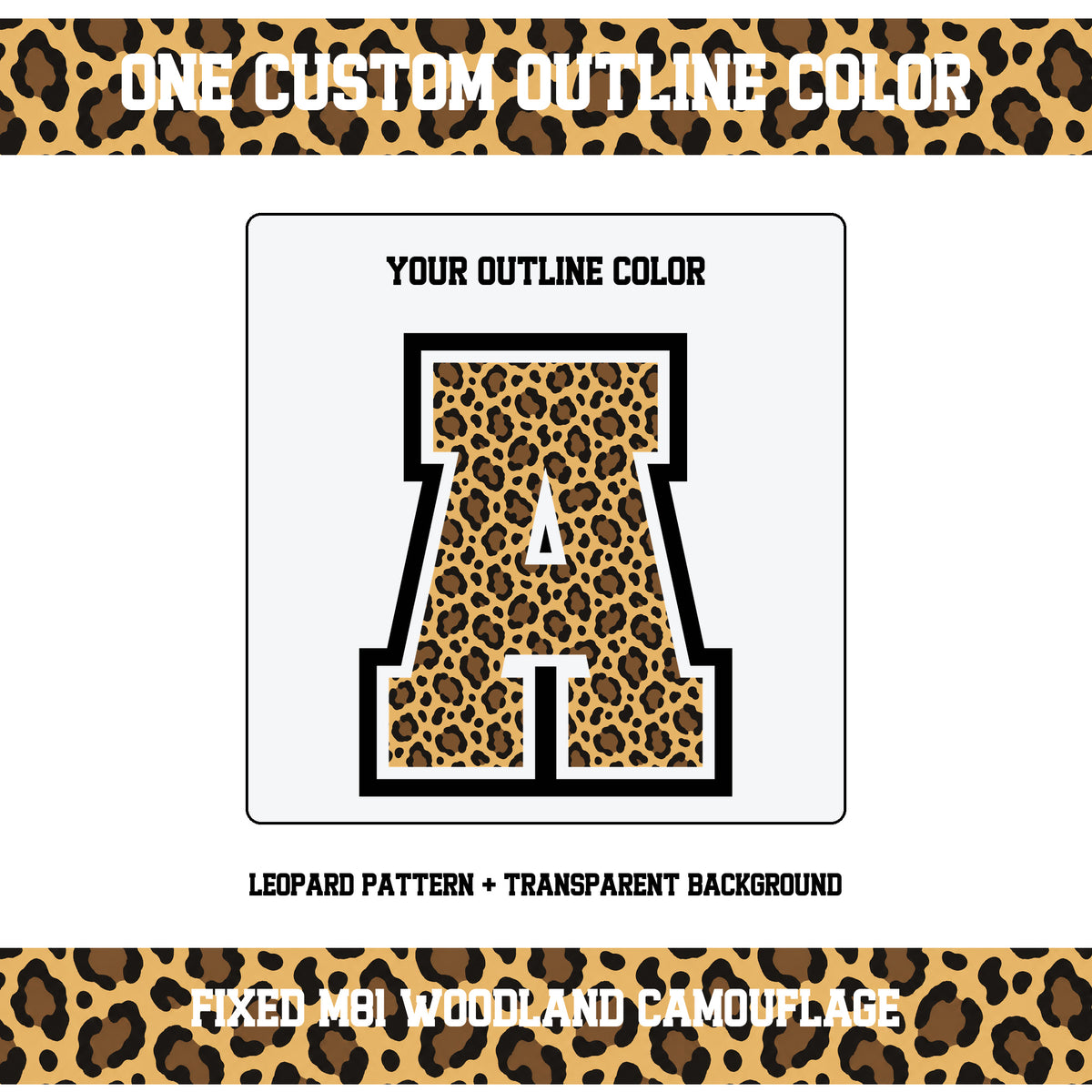 Custom Personalized Leopard Varsity Alphabet and Numbers PNG Set