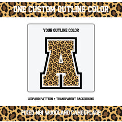Custom Personalized Leopard Varsity Alphabet and Numbers PNG Set