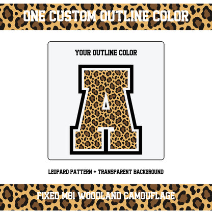 Custom Personalized Leopard Varsity Alphabet and Numbers PNG Set