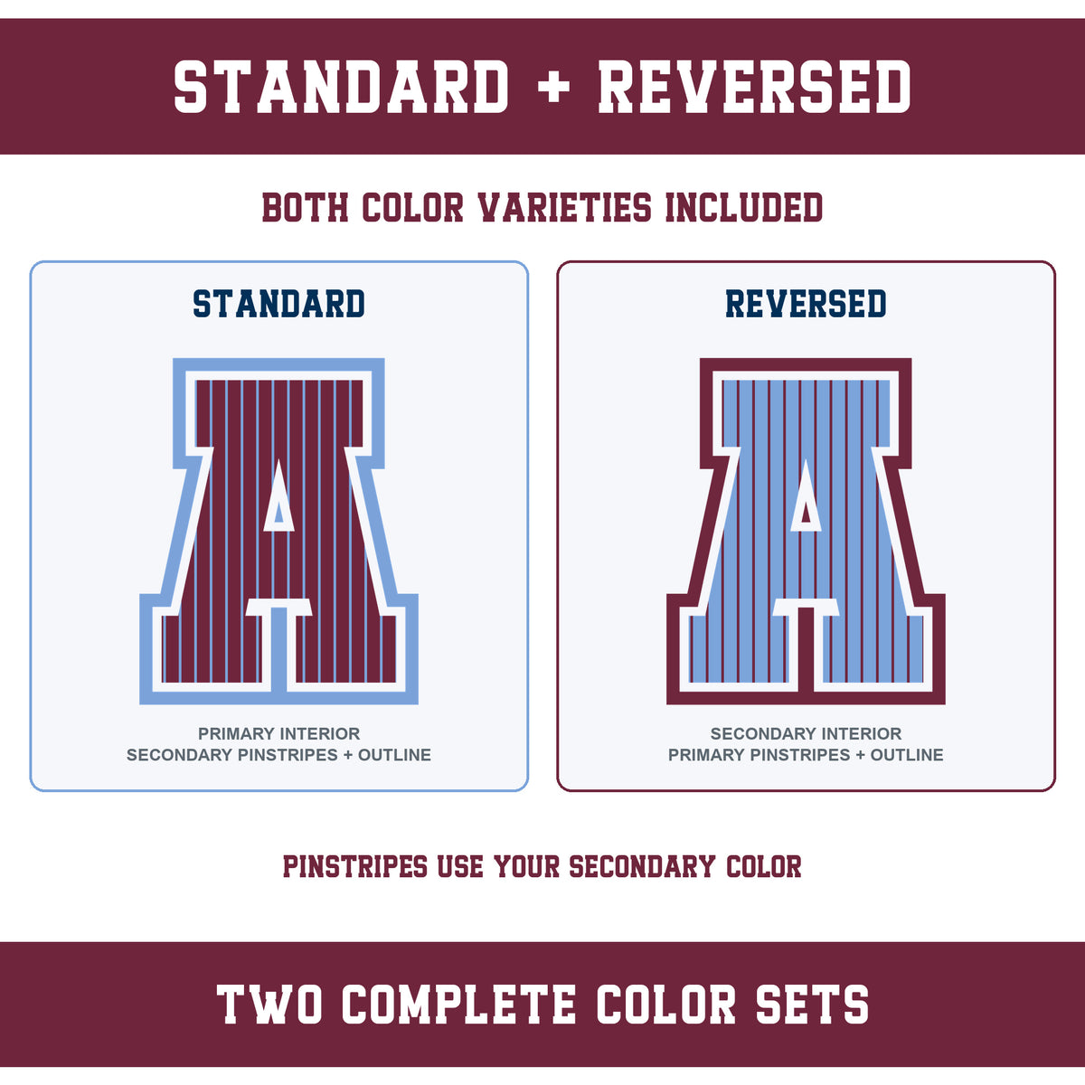 Custom Personalized Team Color Pinstripe Varsity Alphabet and Numbers PNG Set