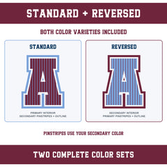 Custom Personalized Team Color Pinstripe Varsity Alphabet and Numbers PNG Set