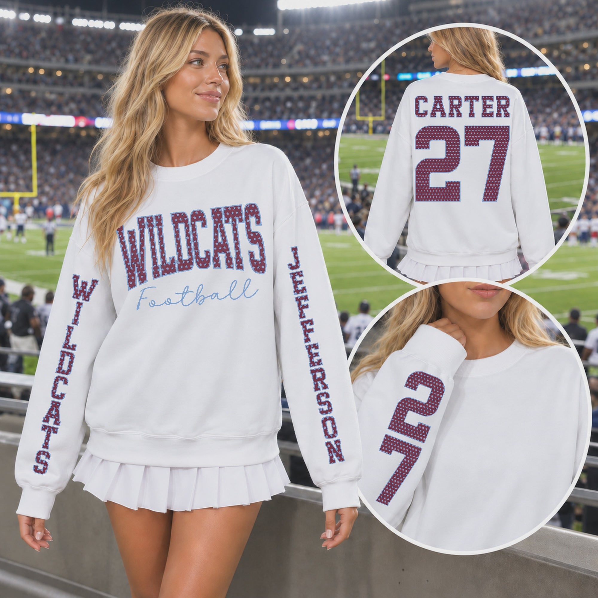 Custom Stars Varsity Team Long Sleeve School Spirit PNG Designs slideshow