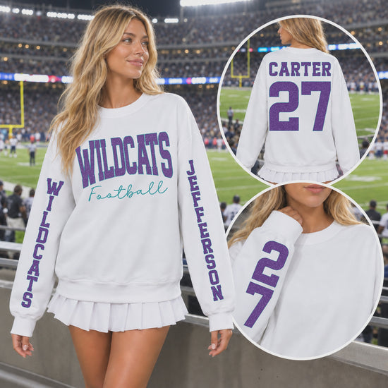 Custom Glitter Varsity Team Long Sleeve School Spirit PNG Designs slideshow