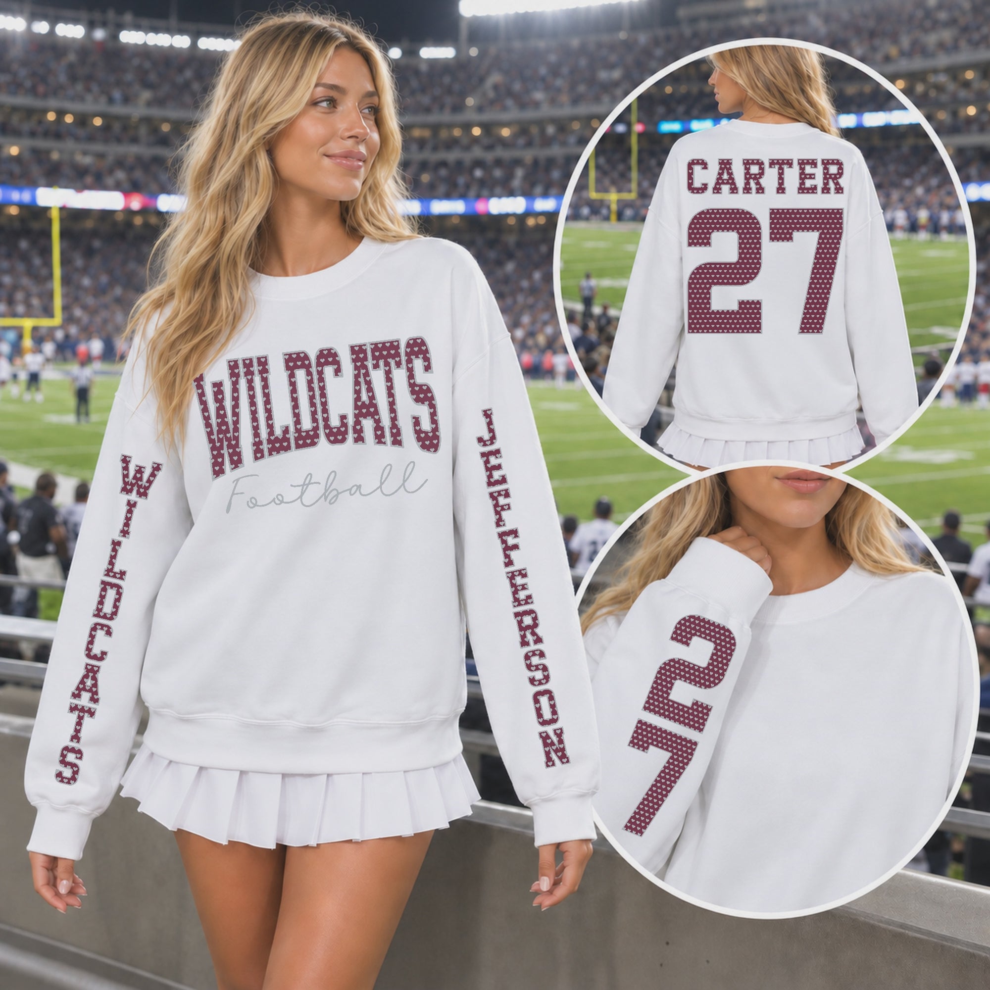 Custom Hearts Varsity Team Personalized Complete School Spirit PNG Design Bundle slideshow